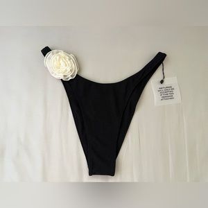 BNWT SAME Rose 90s Bottom (Faux Suede Black/Cream) in Size M